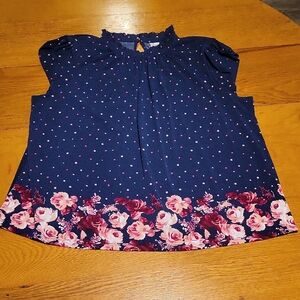 Elle Navy and Pink Floral Kids Blouse